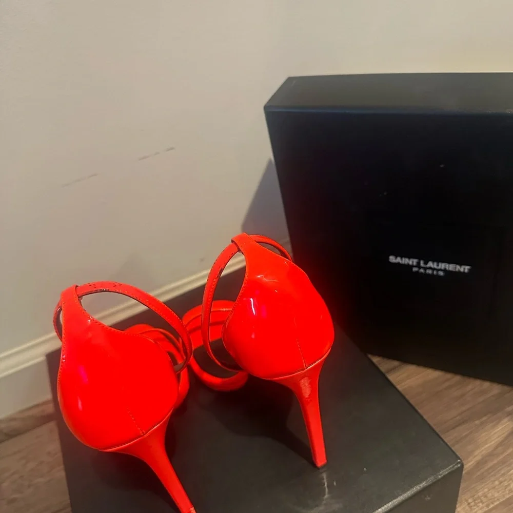 Saint Laurent Vibrant Red Heels - Picture 2 of 6